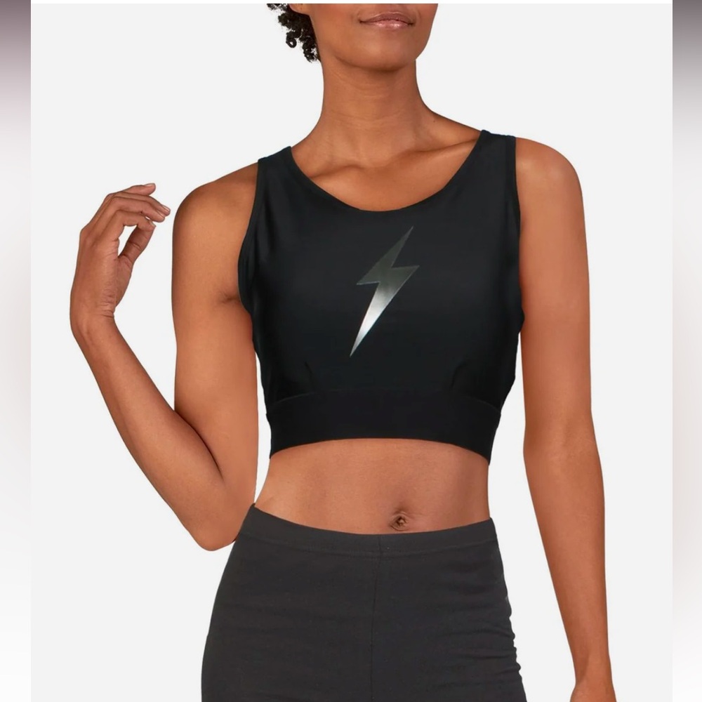 ELECTRIC YOGA Black Bolt Crisscross Sports Bra NWT [Size Small]